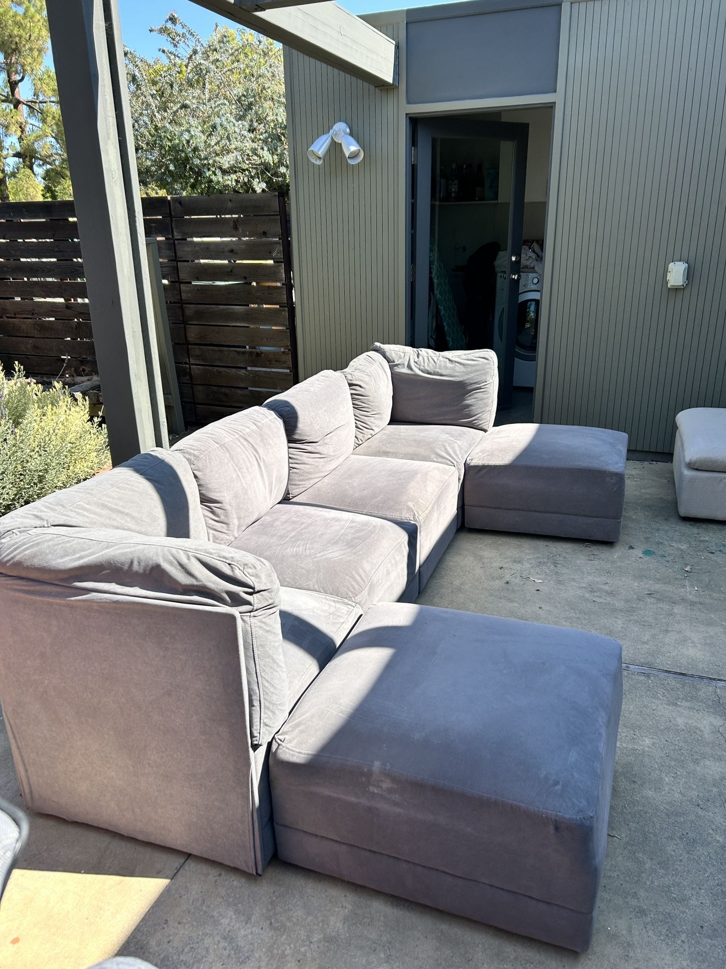 6 Piece Sectional Couch. Grey/brown Velvet..