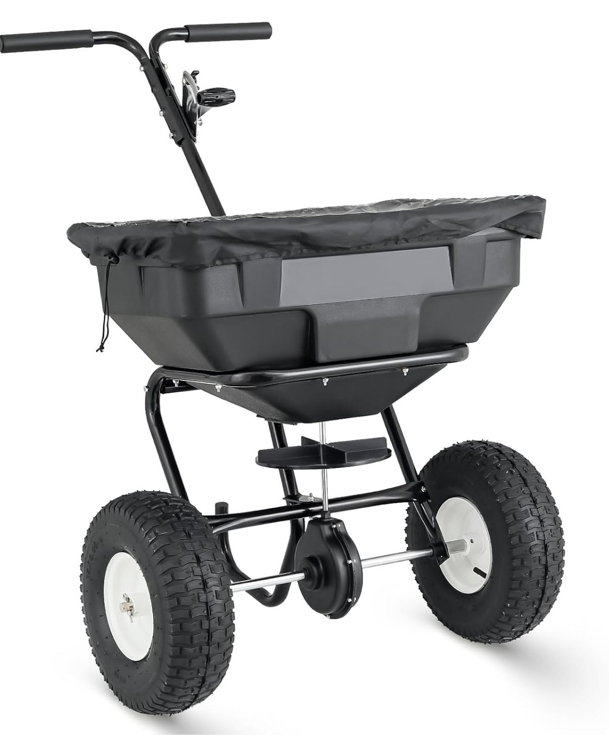 125 lb Walk-Behind Broadcast Spreader, Multi-Functional for Fertilizer, Grass Seed, Salt & Ice Melt
