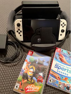 🧘 THE ULTIMATE FITNESS BUNDLE: White OLED + Ring Fit Adventure + Switch Sports