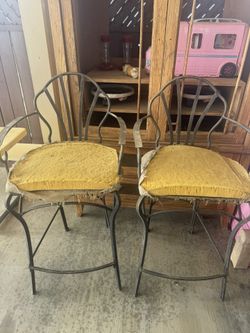 Two Rod Iron Barstools 