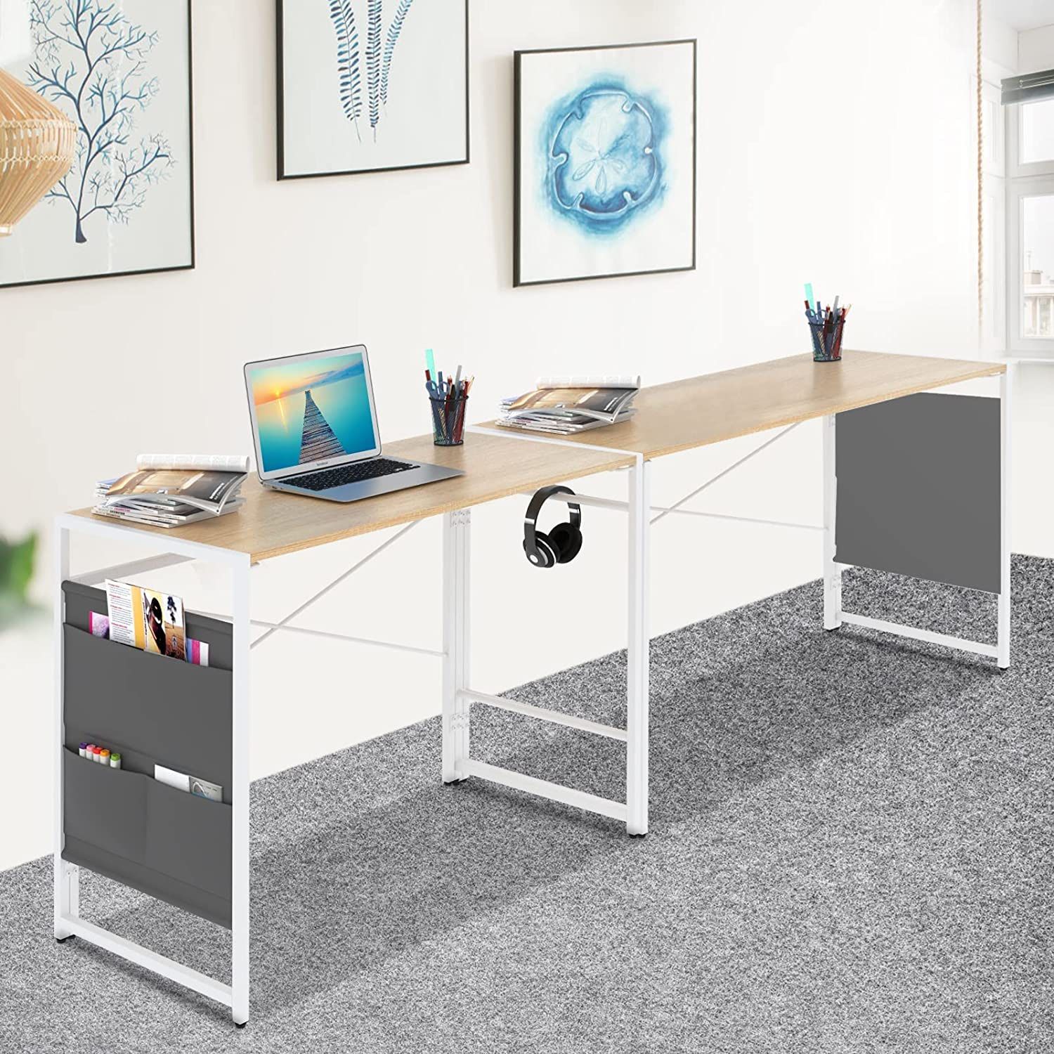 Foldable Desk for Small Spaces, Foldable Computer Desk with Storage Bag, Small Writing Table for Home Office(brown)