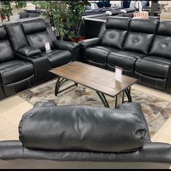 Kempten Black Reclining Living Room Set ( sectional couch sofa loveseat options