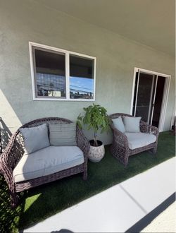 Outdoor Wicker Loveseat and Armchair Set