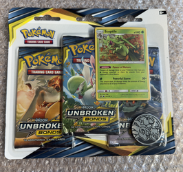 Pokémon Unbroken Bonds 3-Pack Blister – Sealed – Sceptile Promo