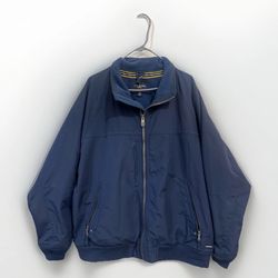 Lands End Squall Jacket Mens XL Blue Fleece Lined Windbreaker Waterproof Bomber