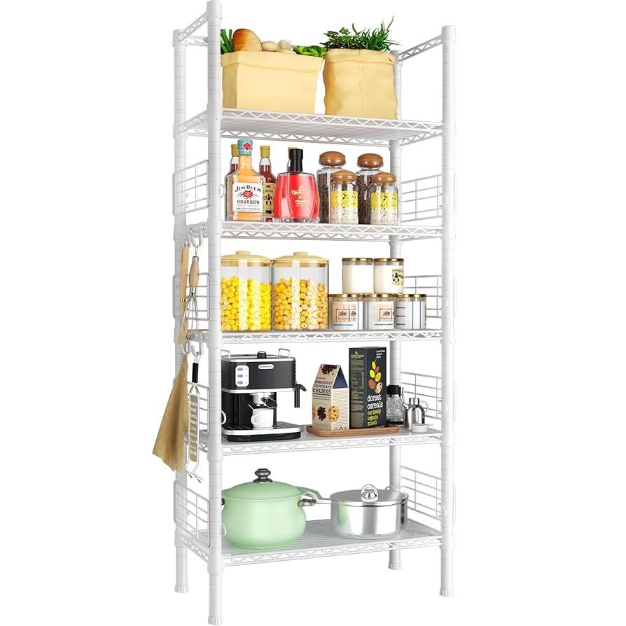 Metal Storage Rack Shelf White