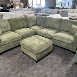 Sage Green Sectional W Ottoman