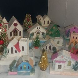 Vintage German Putz Village Houses – Christmas Collectibles (Lot)