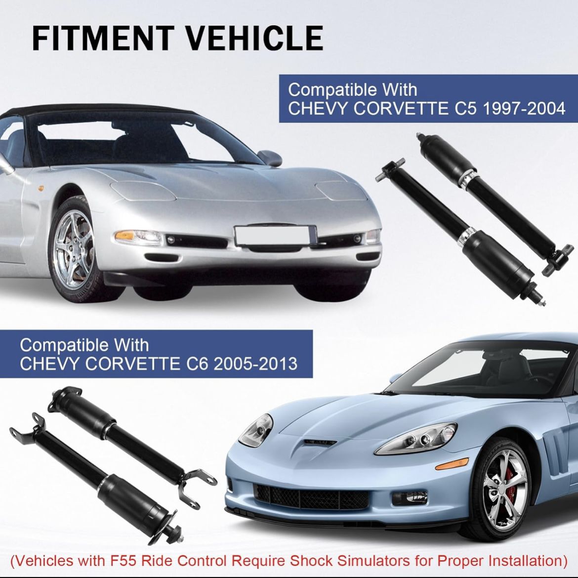 Front & Rear GAS Shock Absorbers 46MM for CORVETTE C5 1(contact info removed)/ CORVETTE C6 2005-2013