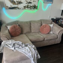 Tan Couch And Accent Chair With Ottoman 