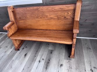 Vintage Carved Oak Church Pew