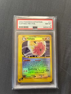 PSA 8 NM-MINT Pokemon Clefable Reverse Holo Rare 2002 Expedition #7/165 WOTC