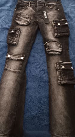 Men's KDNK Multi-Cargo jet flare utility jeans
