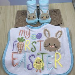 Offers are always welcome! Baby first easter bib and socks