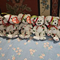 HOLIDAYS  LOT  OF  5 TY JINGLE  BEANIES  COLLECTION TEDDY BEAR PLUSH TOYS