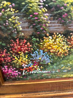 K HILLMAN ORIGINAL OIL PAINTING CANVAS SIGNED.. 15 1/2 x 131/2 . 