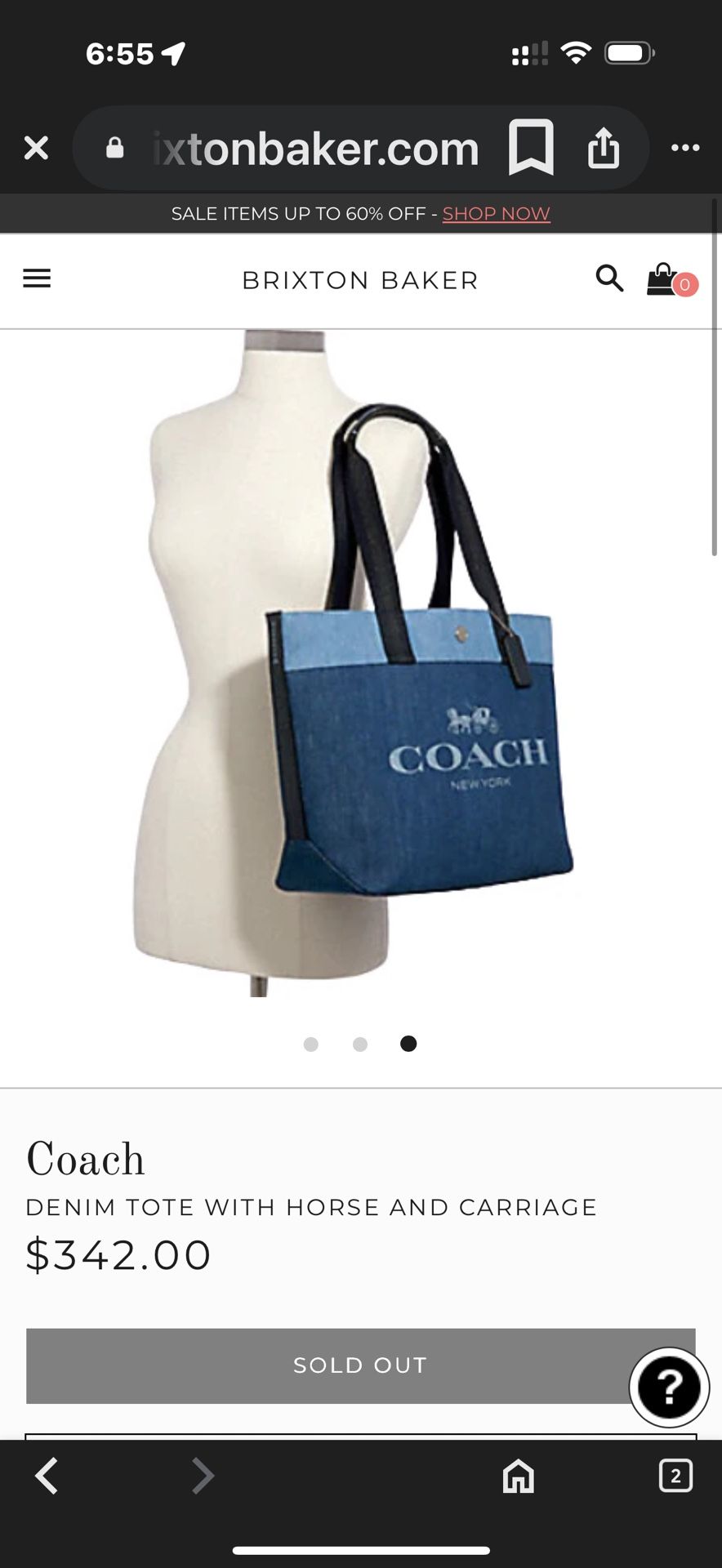 COACH Horse and Carriage Shoulder Bag 91131 Blue Navy Denim Women's Tote