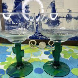 Vintage Cactus Margaritas Glasses Set Of 2
