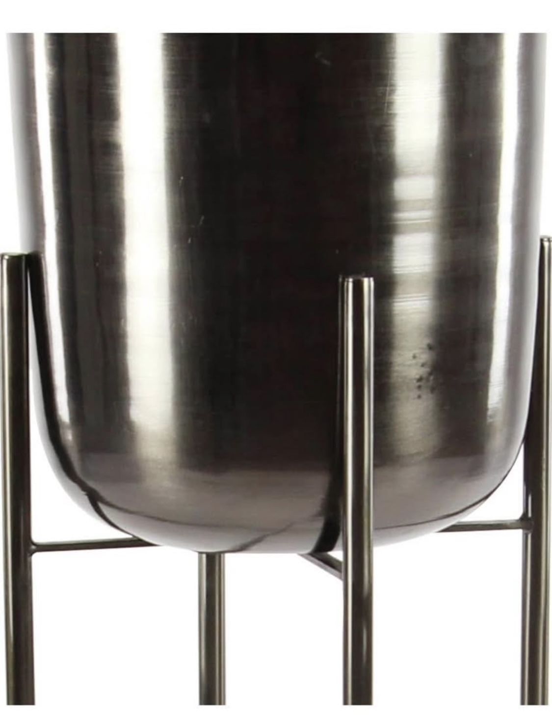 Cosmopolitan Deco 79 Metal Indoor Outdoor Planter Deep Recessed Dome Metal Planter Pots with Removable Stands. Set of 2 - 39", 46"H, Black