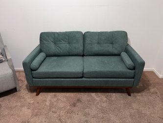 CORDUROY Green Sofa Gently Used in office. Super cute & comfy!