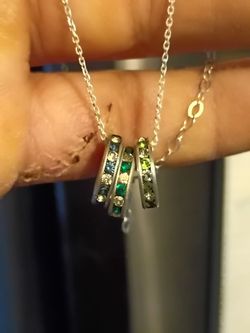 Sterling silver chain with 3 Birthstone Baby rings