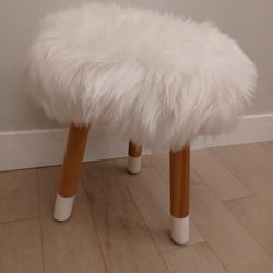 Faux Fur Stool Footrest Chair. 16" Tall
