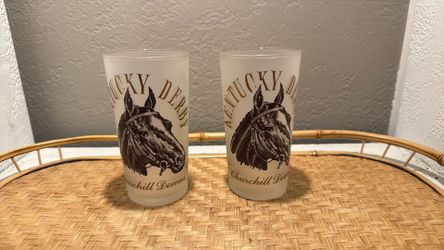 Vintage Kentucky Derby Frosted Glasses (Set of 2)