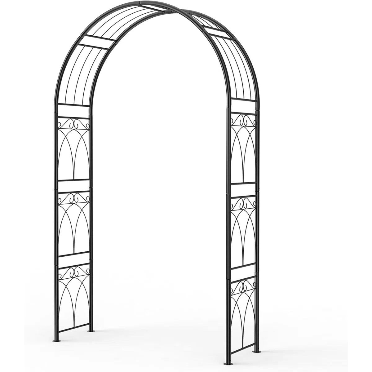 Garden Arch For Outdoors, 8FT Heavy-Duty Metal Trellis for Climbing Roses & Vines, Sturdy Rust-Resistant Wedding Arbor with Wide Entrance