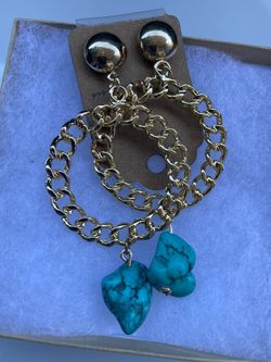 Handmade Gold Turquoise Earrings 