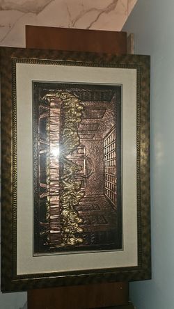 Framed Bronze Jesus Last Supper