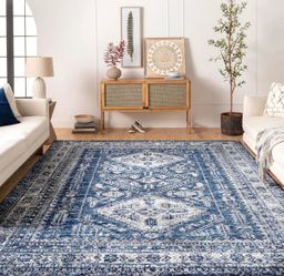 Navy Blue Vintage Oriental Area Rug 5.3’ x 7.3’
