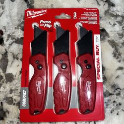 Milwaukee FASTBACK Compact Folding Utility Knife with General Purpose Blade (3-Pack)