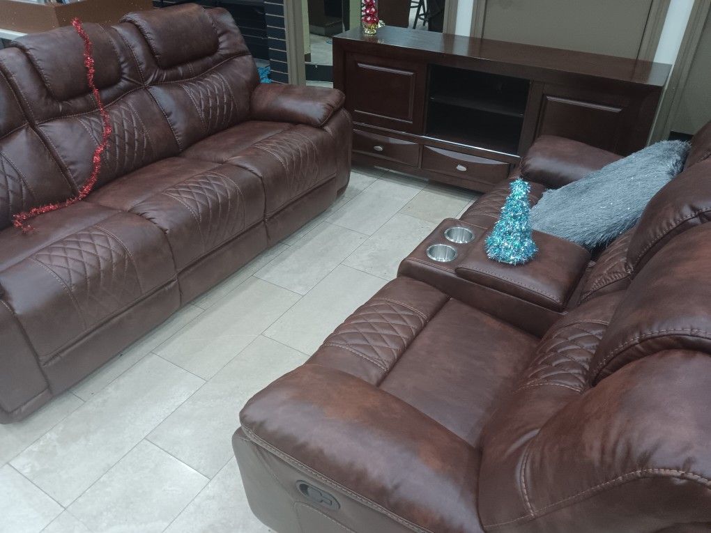 *Black Friday Now!!!---Best Selling Santiago Brown Leather Reclining Sofa/Loveseat Sets---Only $1299!!!---Limited Inventory🤠