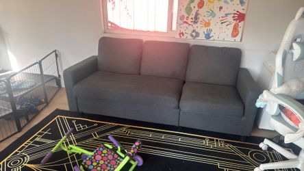 Grey Couch with Ottoman