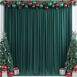 10x10ft Wrinkle Free Hunter Green Backdrop Curtain For Parties Soft Fabric Drapes Wedding Dark Green Curtain Backdrop For Birthday Party Decorations B