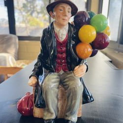 Vintage Old Man with Balloons Figurine 