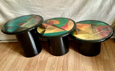 Vintage 90s Postmodern Nesting Tables (Set of 3) – Empire Art Miami – Colorful Art Design
