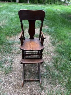 Victorian quarter sawn oak high rocking chair.