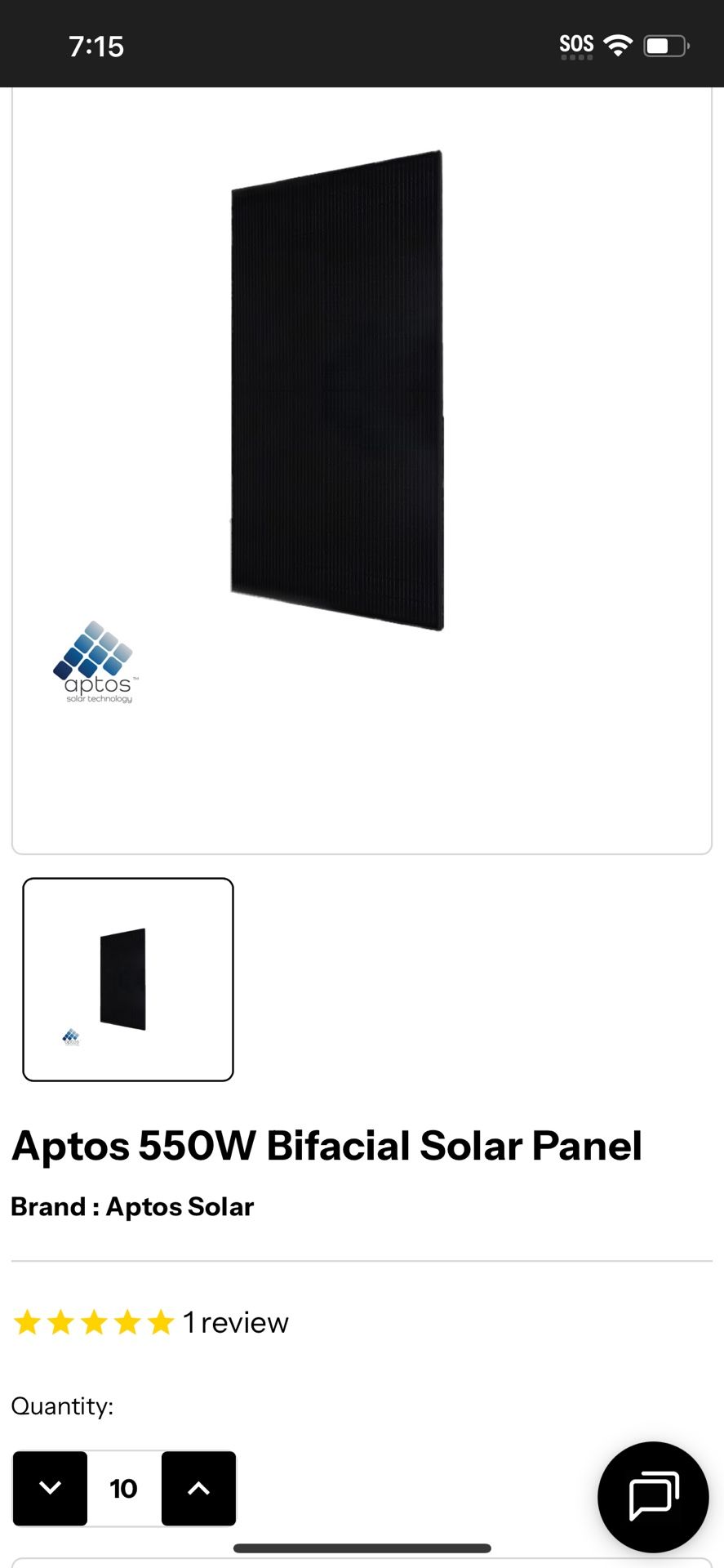 (10 Available) *New*Aptos 550W Bifacial Solar Panels (Black) | Up to 688W with Bifacial Gain | DNA-144-BF10-550W-DG