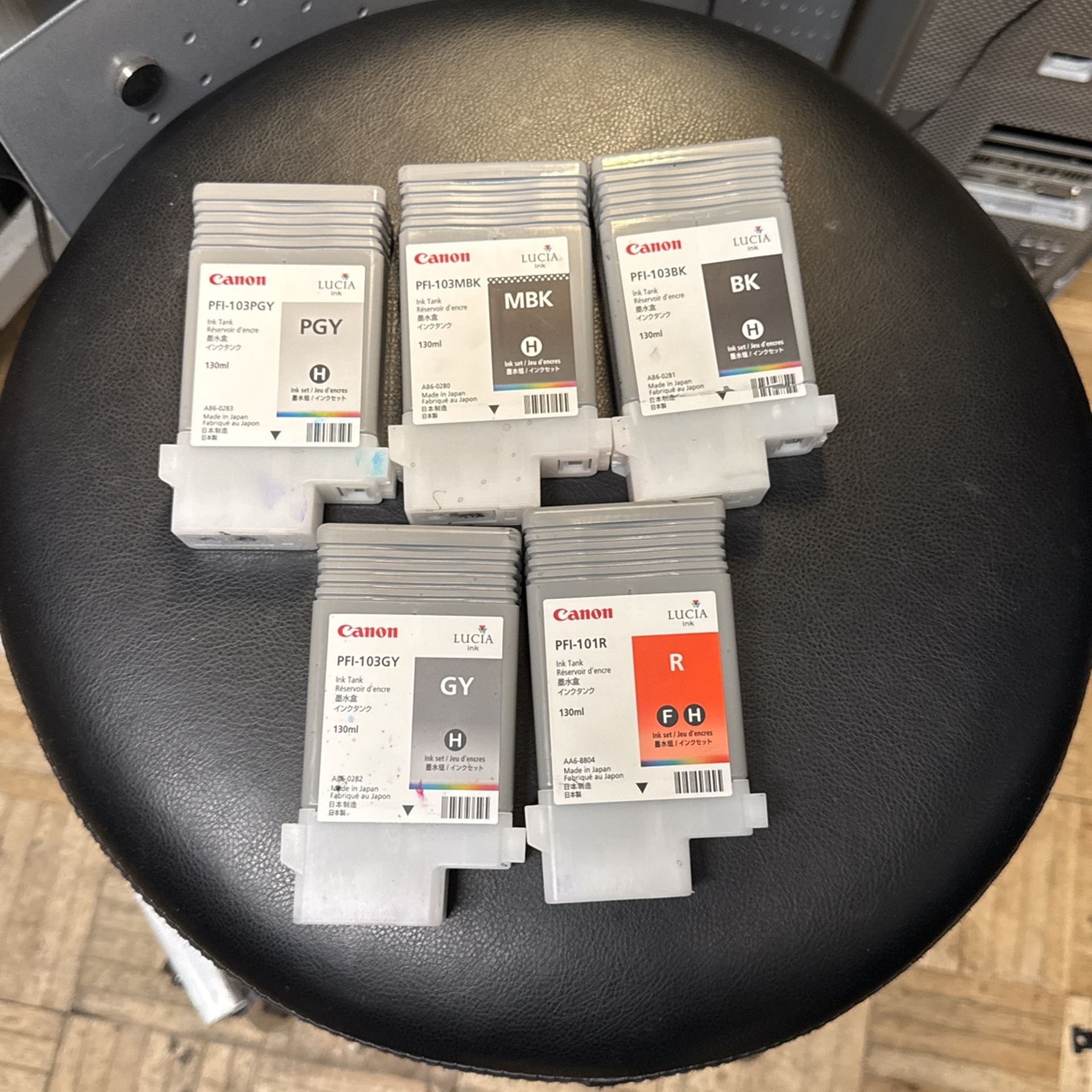 Canon PFI-103 And 101R Empty Ink Cartridges. Chips Still No Used
