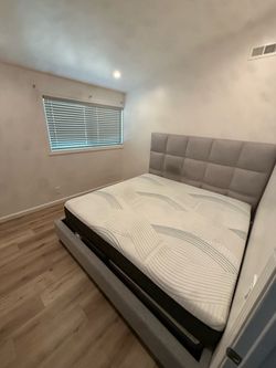 King size Bed Frame with Upholstered Headboard