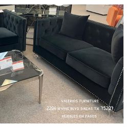 Brand New Black Velvet Sofa And Loveseat $39 Down No Credit Needed 
