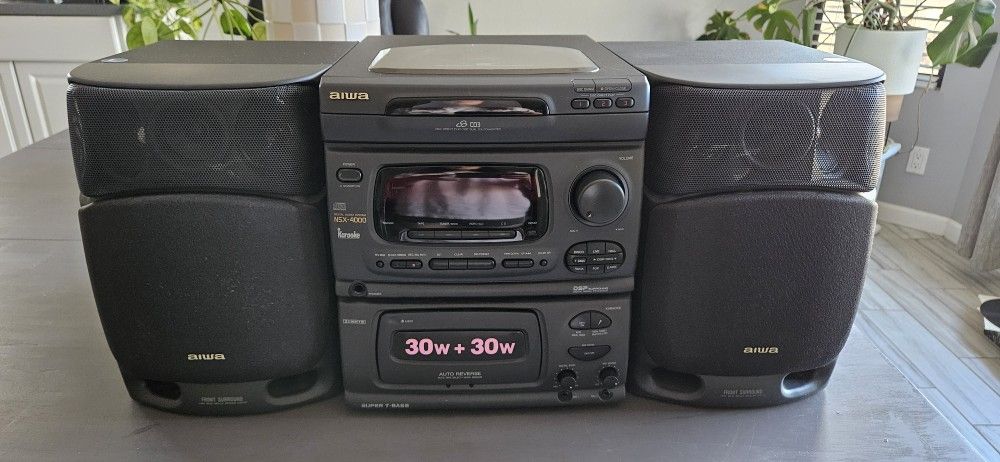 AIWA Digital Audio System NSX-4000 cx-n4000u 3 CD Karaoke Cassette stereo