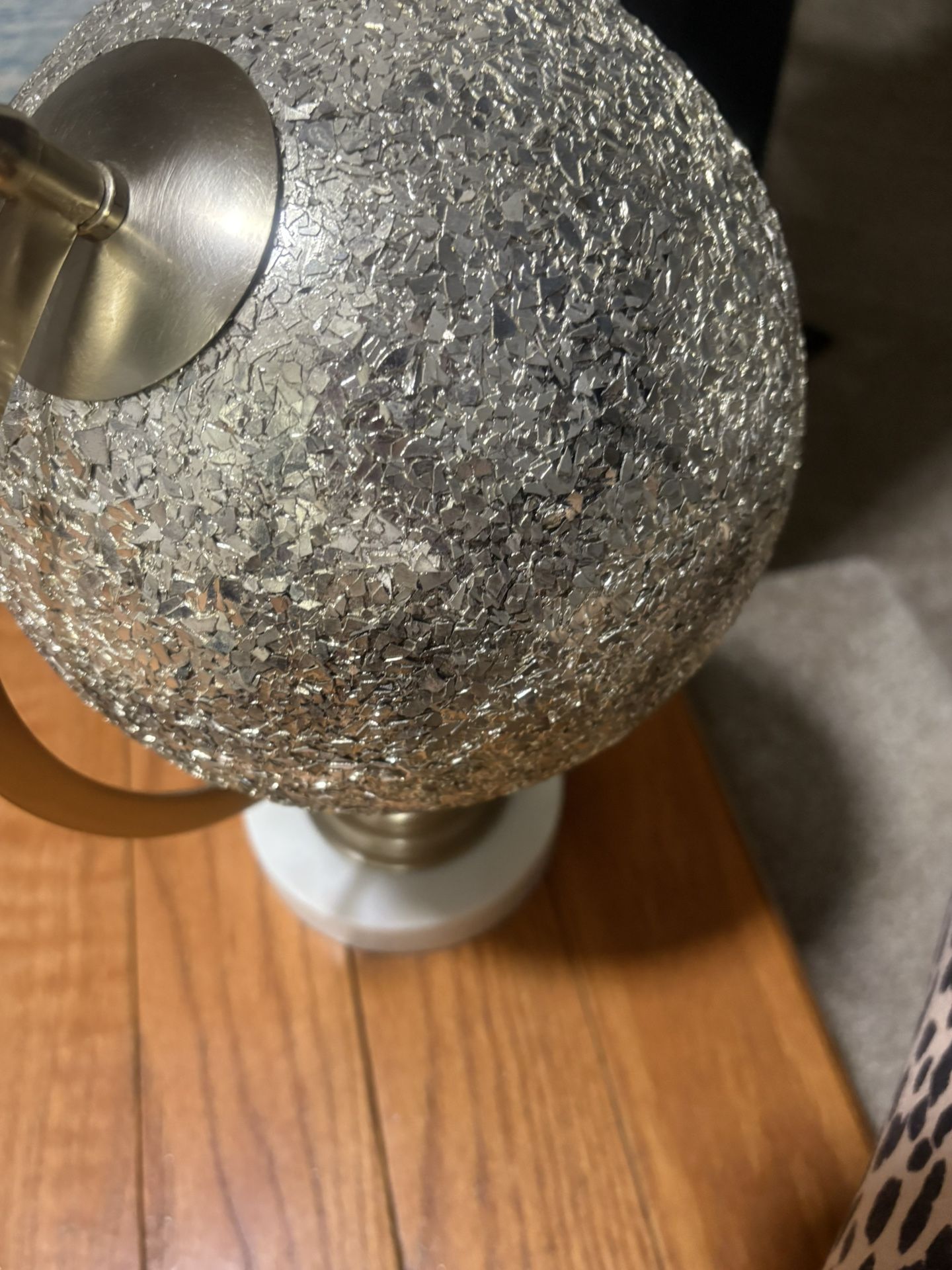 Gold Sparkling Circular Globe W/white Base