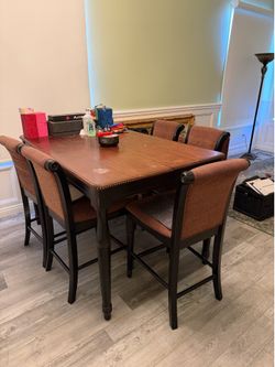 Full Dining Table Set with 7 Chairs and Extension Piece