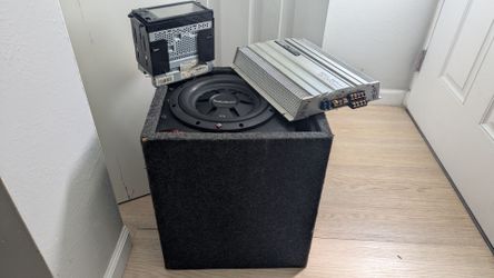 Rockford Fosgate Subwoofer in Carpeted Box with Amp and Head Unit