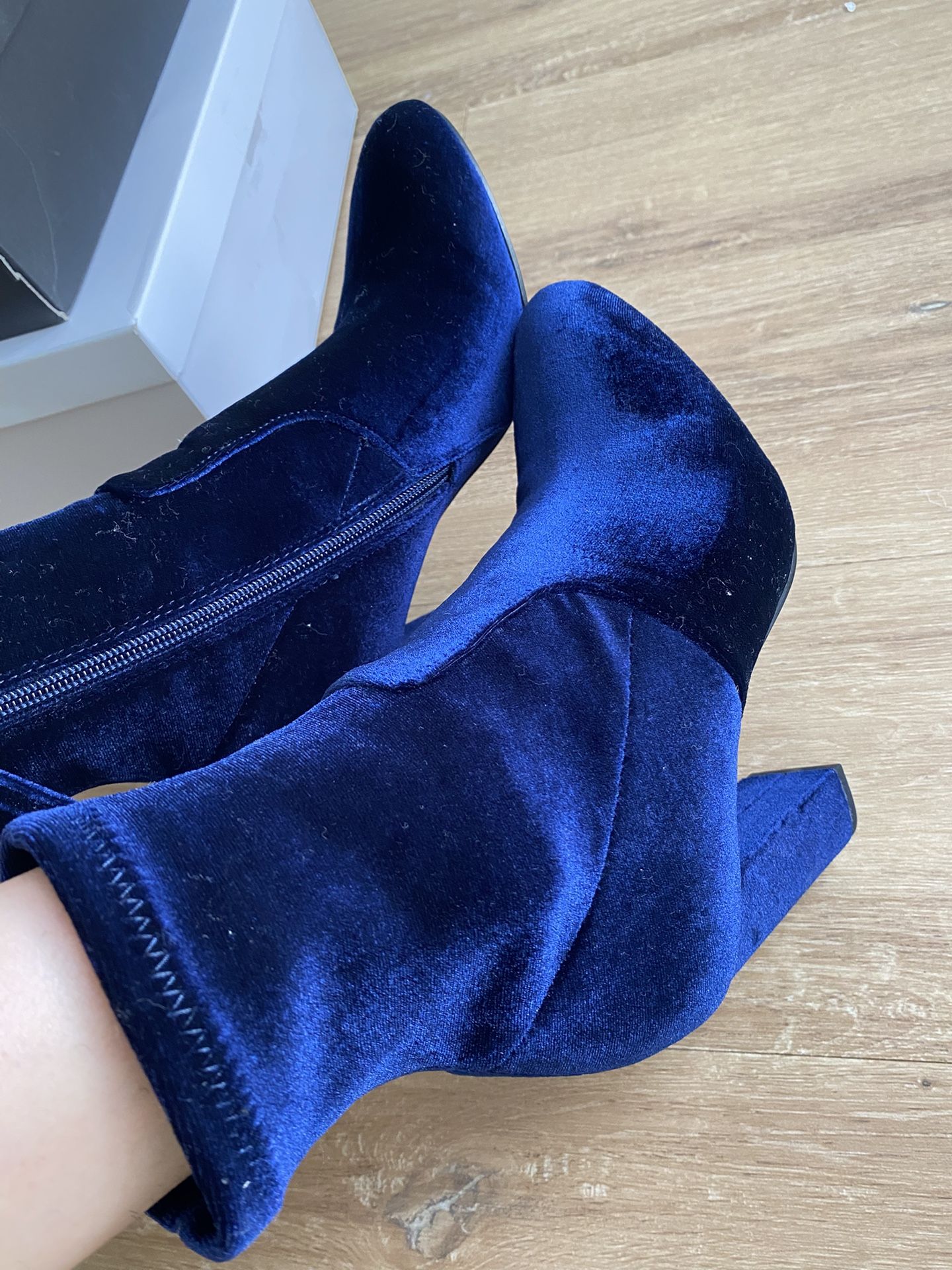 Steve Madden Blue Velvet Ankle Boots