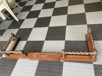 Antique English Dark Oak Victorian Fireplace Fender Barley Twist Expandable With Metal Interior From 1800s