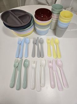 Ikea KALAS Plates x12, Bowls x12, Cups x12, Cutlery Set x 6