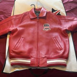 Red Leather Avirex Coat Sz L